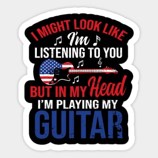 I Might Look Like I'm Listening To You Guitar Christmas Gift Sticker